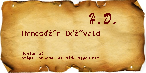 Hrncsár Dévald névjegykártya